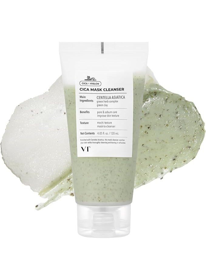 في تي كوزمتيكس في تي كوزماتيكس سيكا منظف ماسك 2 في 1 غسول للوجه ماسك طيني عناية لطيفة بالمسام تقشير وترطيب سنتيلا أسياتيكا للبشرة المعرضة لحب الشباب والحساسة عناية كورية بالبشرة 4.05 أونصة سائلة - Image 1